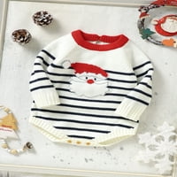 Nituyy Baby Christmas Rodper Striped dugih rukava Crta Santa Print BodySuit Novorođena reprezentacija