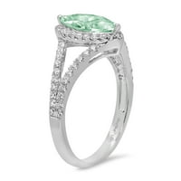 1.2ct Marquise Cut zeleni simulirani dijamant 18k bijeli zlatni godišnjica Angažovanje halo prstena