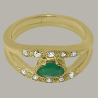 Britanci napravio 14k žuto zlatni prsten s prirodnim smaragdnim i dijamantnim ženskim prstenom - Opcije