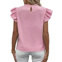 Ženska casual obična ovratnik za planu na vrhu ružičaste ružičaste bluze bez rukava
