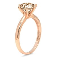 0. CT sjajan okrugli rez simulirani šampanjac 14k Rose Gold Solitaire prsten SZ 5.25