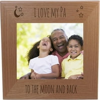 Volim svoj PA na Mjesec i nazad - ugravirano prirodno jelvo drvo vešanje tabletop slike memorije Porodični