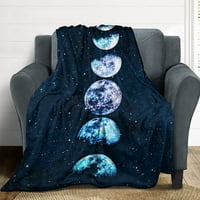 Flannel bacaje boho chic zlatni sunce mjesec i zvijezde plavo crne nebo antikne deke lagane luksuzne pokrivač