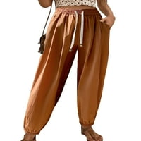 Leuncero dame Lounge Sport Harem pant labavi fit elastične hlače na struku, ležerne pantalone za crtanje