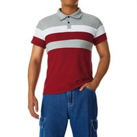 Nituyy MAN Polo majica kratki rukav majica Color-Contrast Stripe Patchwork Slim-Fit Revel vrhovi