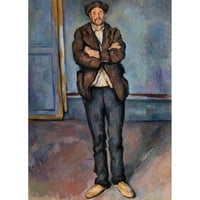Cezanne, Paul Black Moderni uokvireni muzej umjetnički print pod nazivom - seljak koji stoji sa rukama