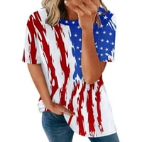 B91XZ Plus veličine majice za žene kratki rukav USA zastava zastava za ispis ležernih majica ljeto Casaul