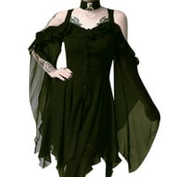 Tking Fashion Womne plus veličina hladnog ramena leptir rukava čipka za Halloween maxi haljina zelena