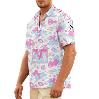 FNNYKO muškarci i dječaci ljetna havajska majica crtani slatki šareni casual skrozleeve majica na havajskoj