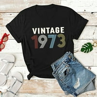 Dahich Vintage T majice za žene Skraćeno slovo Pismo Ispis ljetnih bluza Okrugli vrat Ležerne prilike