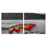 Baxton Studio Crimson Canoes Montirana fotografija Zidna umjetnost
