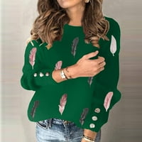 Dukserica za uklanjanje za žene od ispisanih pletenih vrhova, ženska simpatična grafička bluza pulover