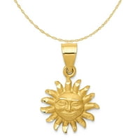 Carat u karatsu 14k žuto zlato satenski dijamantni sunčevi privjesak šarm sa 14k žutom zlatnom laganom