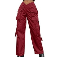 Ženske pantalone za žene Multi džepovi Cool Selly Tiet Strap Ljetni casual baggy low struk široka noga