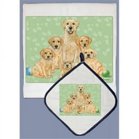 Set za ručnik za suđe i nosač lonaca - Labrador Yellow Family