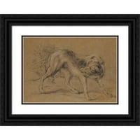 Jean-Baptiste Oudry Crna Ornate Wood Framed Double Matted Museum Art Print pod nazivom: Ljuti pas
