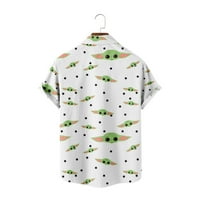 Slatka zelena alien yoda crtani casual majica na dugme, filmski karakter Tropicalna havajska majica,