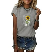 Dezed Womens Ljetna majica na vrhu cvjetnih tiskarskih rukava kratkih rukava Crew izrez labave majice