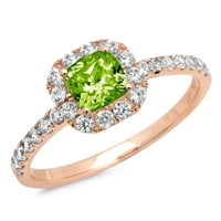 1.23ct princeza rez zeleni prirodni peridot 18k godišnjica ruža Gold Angažovanje halo prstena veličine