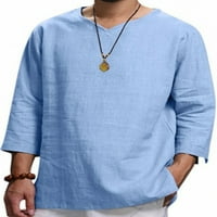 Avamo muškarci bluza s rukavima T majice V rect majica muški modni pulover Rad Basic Tee Light Blue