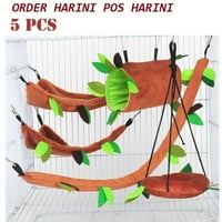 Hrmster šećer Glider Viseći kavezni dodaci Set listova Drvena dizajn Mali životinjski hammock kanal Diarway Swing