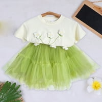 B91XZ Baby Girl Outfits Toddler Baby Girls Outfits & Set Cvjetni kratki rukav Torp i net suknje Ljetne