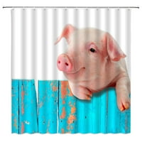 Farm Pejzažne tuš kabine konja ružičasta svinje 3D Print Vodootporni poliesterski tkanina kupaonica