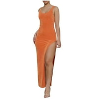 Ležerne ljetne haljine Polufinalne juniorske haljine A-line kratki kratki rukav čvrst narandžasta L