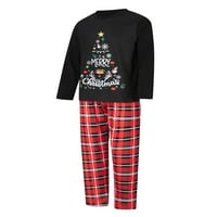Božićna porodica Pajamas Podudaranje sa dugim rukavima Ispiši majicu Pletene hlače za spavanje salona