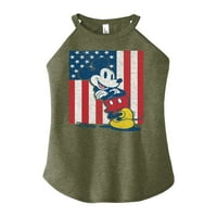 Disney - Americana - Mickey vertikalna američka zastava - Juniors Visoko vrat rezervoar