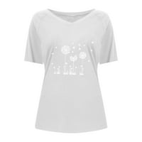 Ženske vrhove kratkih rukava odštampana bluza Ležerne prilike za žene Ljeto V-izrez T-majice Tuničke