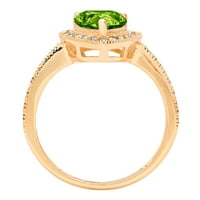 2.36ct kruška rezano zeleno prirodno peridot 14k žuto zlato ugraviranje izjava svadbeni godišnjica angažman vjenčano halo prstena veličine 6,75