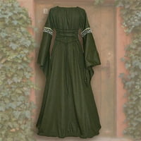 Haljine za žene modne žene patchwork casual vintage podne dužine gotičkih maxi haljina zelena