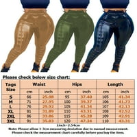 Grianlook Ženske nogave vuke Yoga Pant Tummy Control Fau Kožne hlače Dame Mekane pantalone Stretch patentni