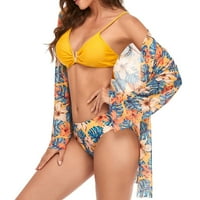 Yubnlvae visoki struk bikinis bikini set pokrovite kupaći kostim za žene push kože dugih rukava kupaći košulje na plaži