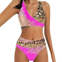 Nečujni kupaći kostim za ženske kratke hlače Ženski leopard tisak visokog struka tankani trokut gaćica