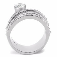 5x okruglo CZ Strana s gornjim klasom kristalna ženska vjenčana prsten za vjenčanje od nehrđajućeg čelika