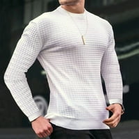 Hanas Slim Fit Plaid džemper Muški okrugli vrat Pulover Puni povremeni sportski džemper bijeli XL