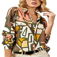 Beiwei ženska majica lapel izrez bluza dugih rukava dolje majice casual labavo tunika vrh stila
