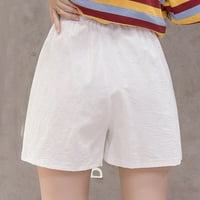 Pgeraug pantalone za žene visoke struk labave tanke široke lanene kratke hlače za žene bijele m