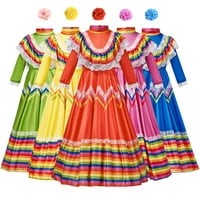 Kids dječje djevojke odjeća meksička tradicionalna haljina Nacionalni stil dugih rukava ples princeza