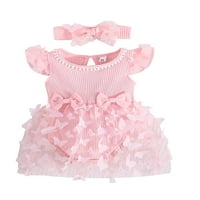 SUNISERY NOVOCROBER BABY GIRL Ljetna haljina odjeća za let rukava s rukavima od 3D leptira haljina s