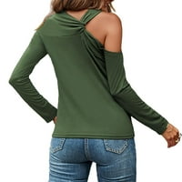 Ležerne prilike pune asimetrične vratne majice s dugim rukavima zelene ženske majice