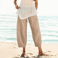 SoighXZC Womens Fit Capri hlače Ležerne harem hlače Ljeto Palazzo pantalone sa džepom Širokog ležaljka