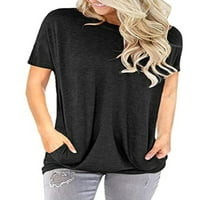 Ženska bluza Dolman rukav okrugli vrat Čvrsta dnevna osnovna majica sa džepovima