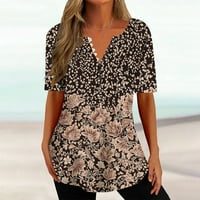 Ljetni tunički vrhovi za žene Gumb Up up bluza s kratkim rukavima Grafička majica Trendy Flowy majica