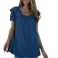 Bazyrey ženski kratki rukav kratki rukav bluza za izrez ženske ležerne pune ljetne tuničke majice plava