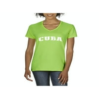Ženska majica s kratkim rukavima V-izrez - Kuba