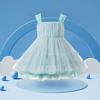 Ljetne haljine za djevojčice Plava Nova rukava bez rukava ukrašena modnom haljinom princeze za 6 mjeseci
