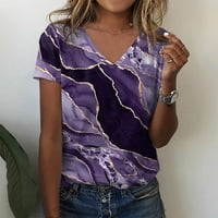 Leylayray ženska bluza Ženski povremeni V-izrez na vrhu kratkih rukava majica tiskana ljetna majica